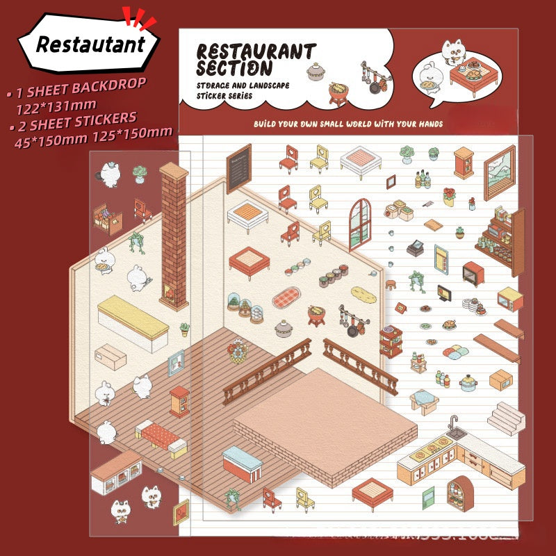 Resrutant - 3D Scene Stickers | DIY Mini Room Strickers | Collectible Sticker Book Kit | Fun Scenery Stickers