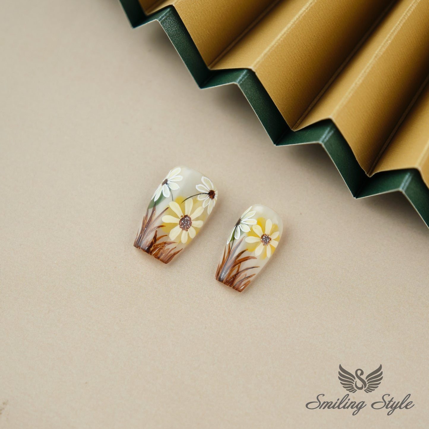Midsummer White Night Press On Nails by SMILINGSTYLE | Luxury Fake Nails | Reusable Nails | Handmade Nails