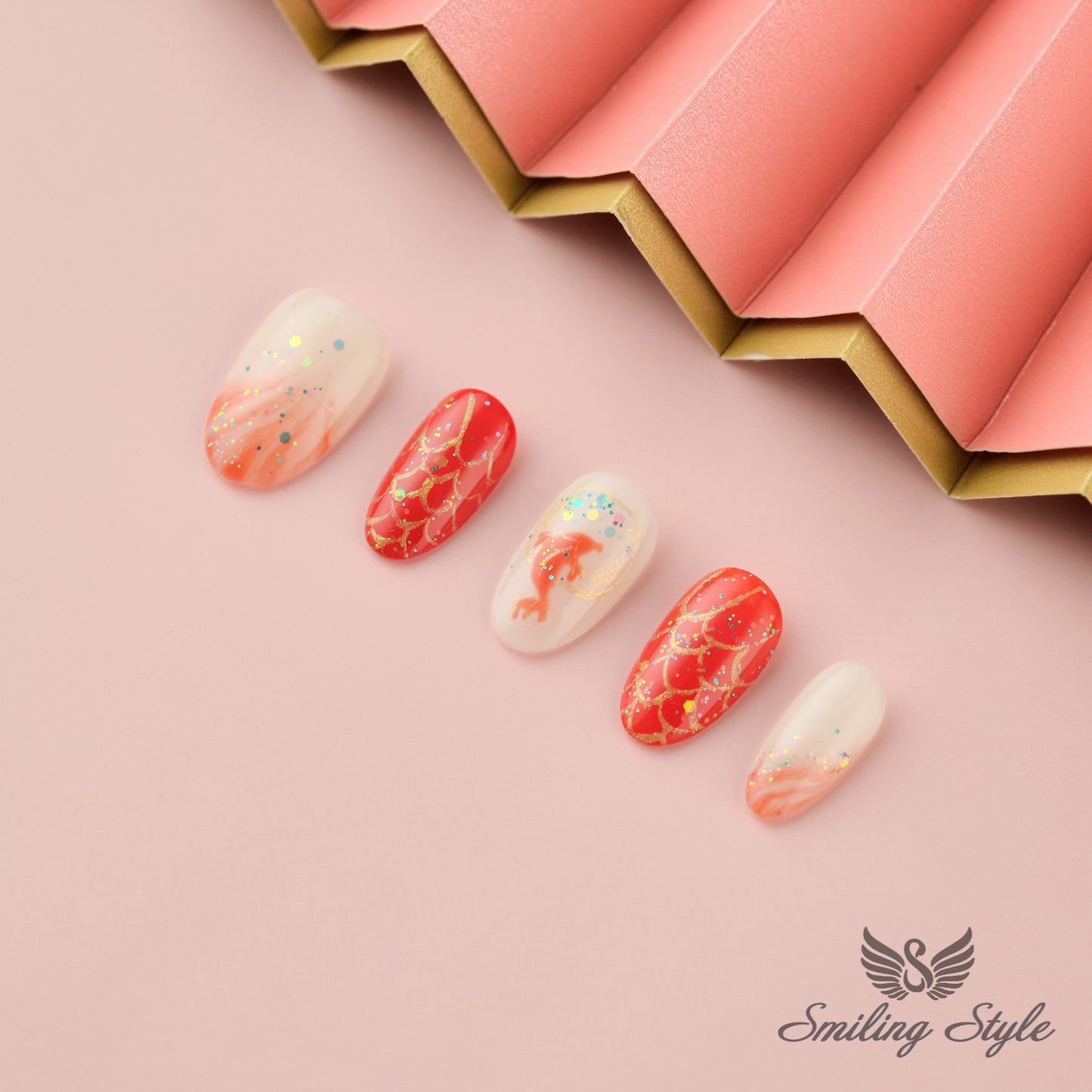 Lucky Koi Fish Press On Nails by SMILINGSTYLE | Luxury Fake Nails | Reusable Nails | Handmade Nails