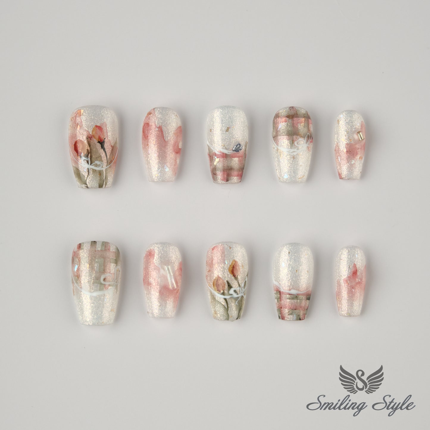 Stars of Wind Island Press On Nails by SMILINGSTYLE | Luxury Fake Nails | Reusable Nails | Handmade Nails