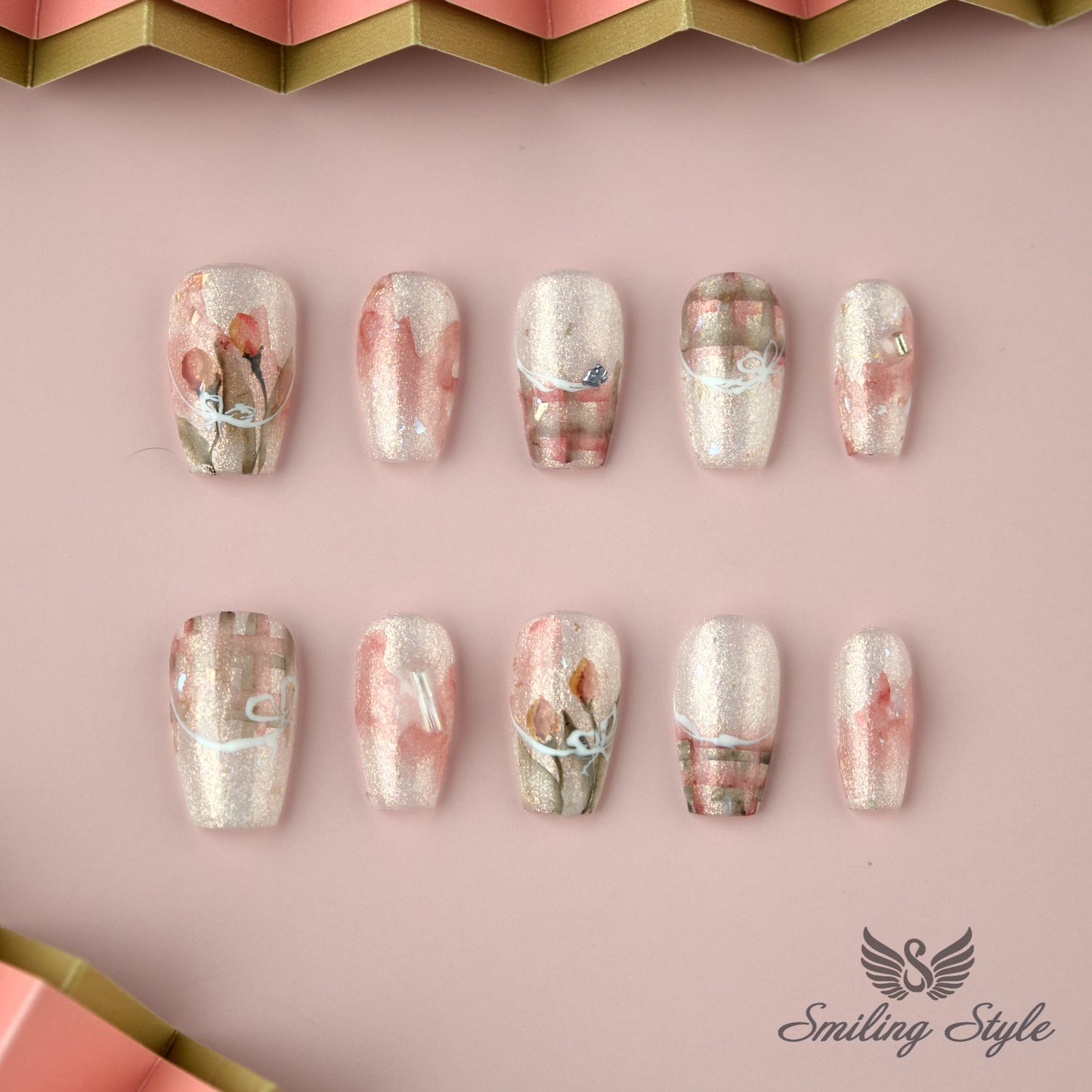 Stars of Wind Island Press On Nails by SMILINGSTYLE | Luxury Fake Nails | Reusable Nails | Handmade Nails