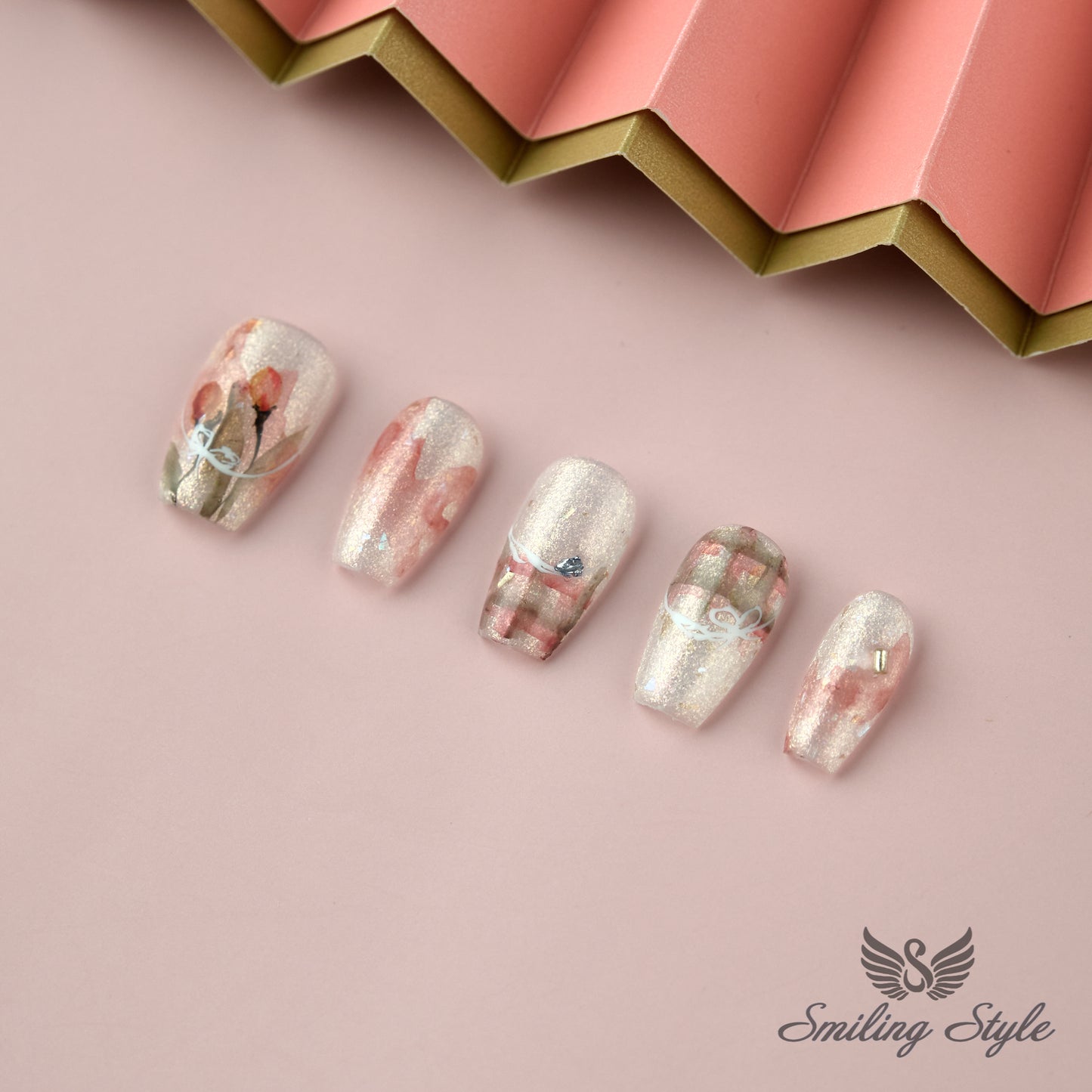 Stars of Wind Island Press On Nails by SMILINGSTYLE | Luxury Fake Nails | Reusable Nails | Handmade Nails