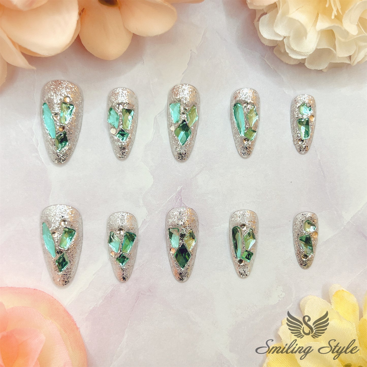 The Legend of Sea Press On Nails by SMILINGSTYLE | Luxury Fake Nails | Reusable Nails | Handmade Nails