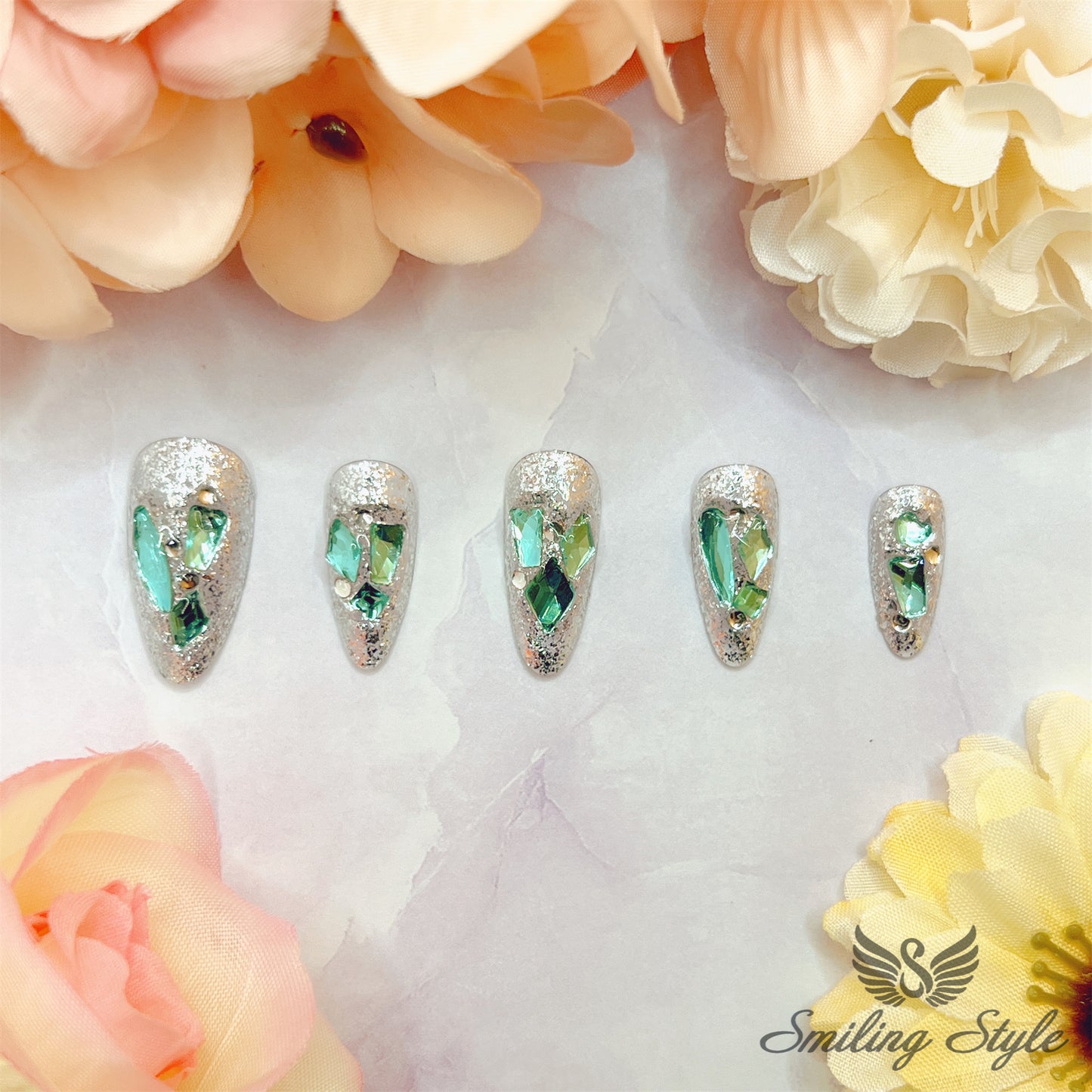 The Legend of Sea Press On Nails by SMILINGSTYLE | Luxury Fake Nails | Reusable Nails | Handmade Nails
