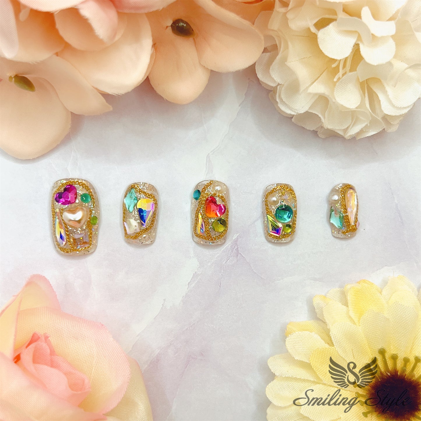 Richer's Daughter Press On Nails by SMILINGSTYLE | Luxury Fake Nails | Reusable Nails | Handmade Nails