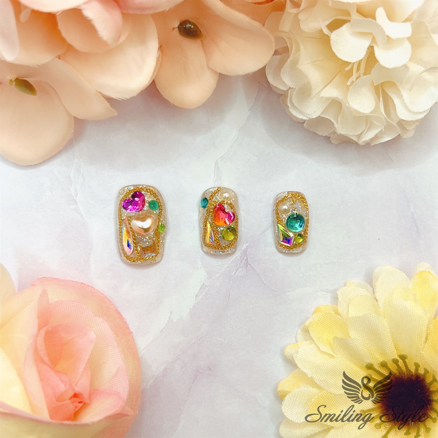 Richer's Daughter Press On Nails by SMILINGSTYLE | Luxury Fake Nails | Reusable Nails | Handmade Nails