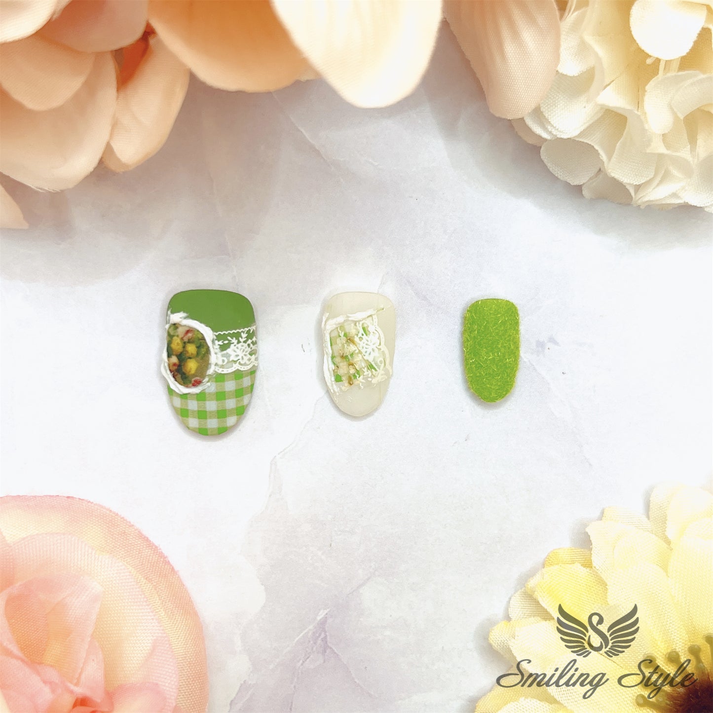 Garden of Eve Press On Nails by SMILINGSTYLE | Luxury Fake Nails | Reusable Nails | Handmade Nails