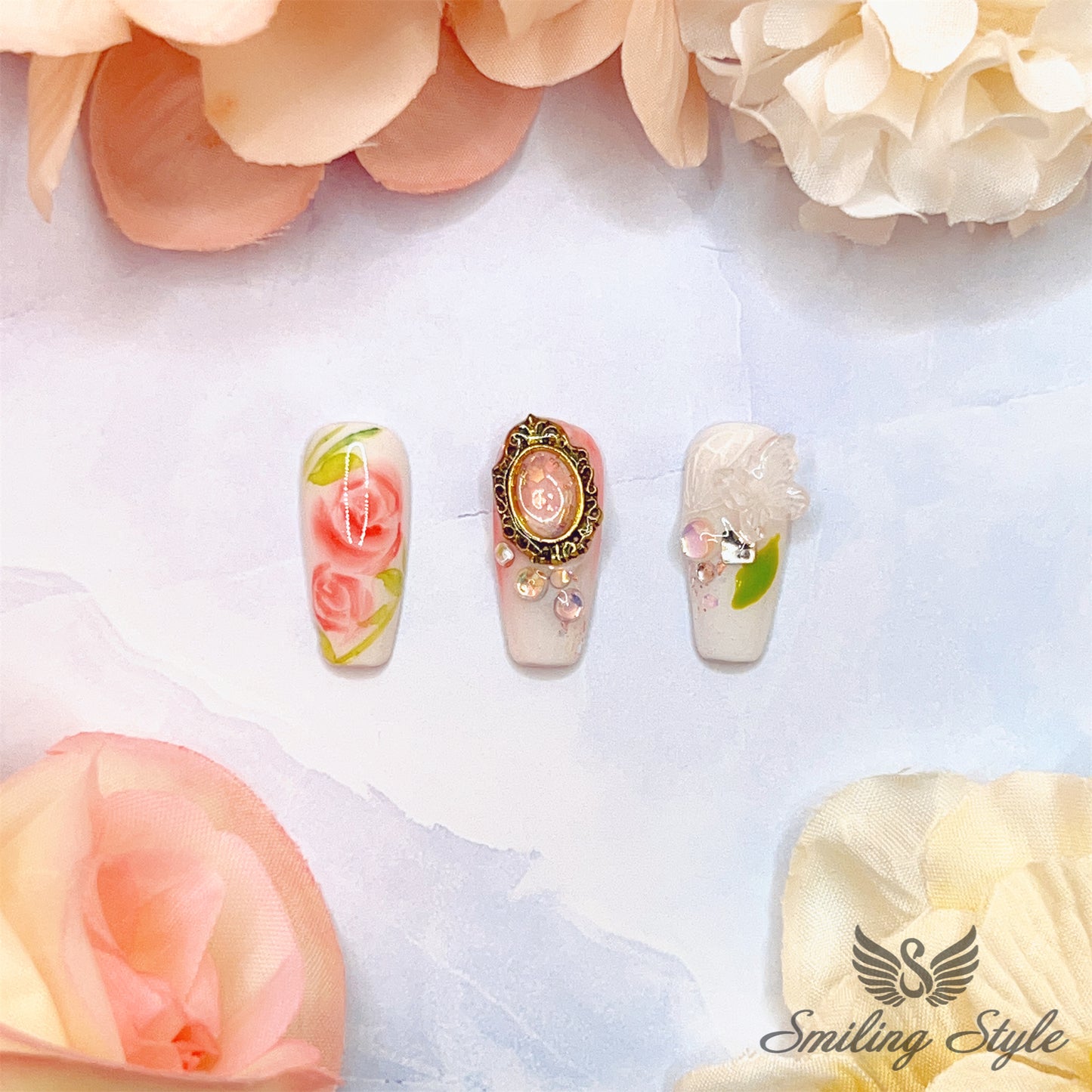 Painting through A Frame Press On Nails by SMILINGSTYLE | Luxury Fake Nails | Reusable Nails | Handmade Nails