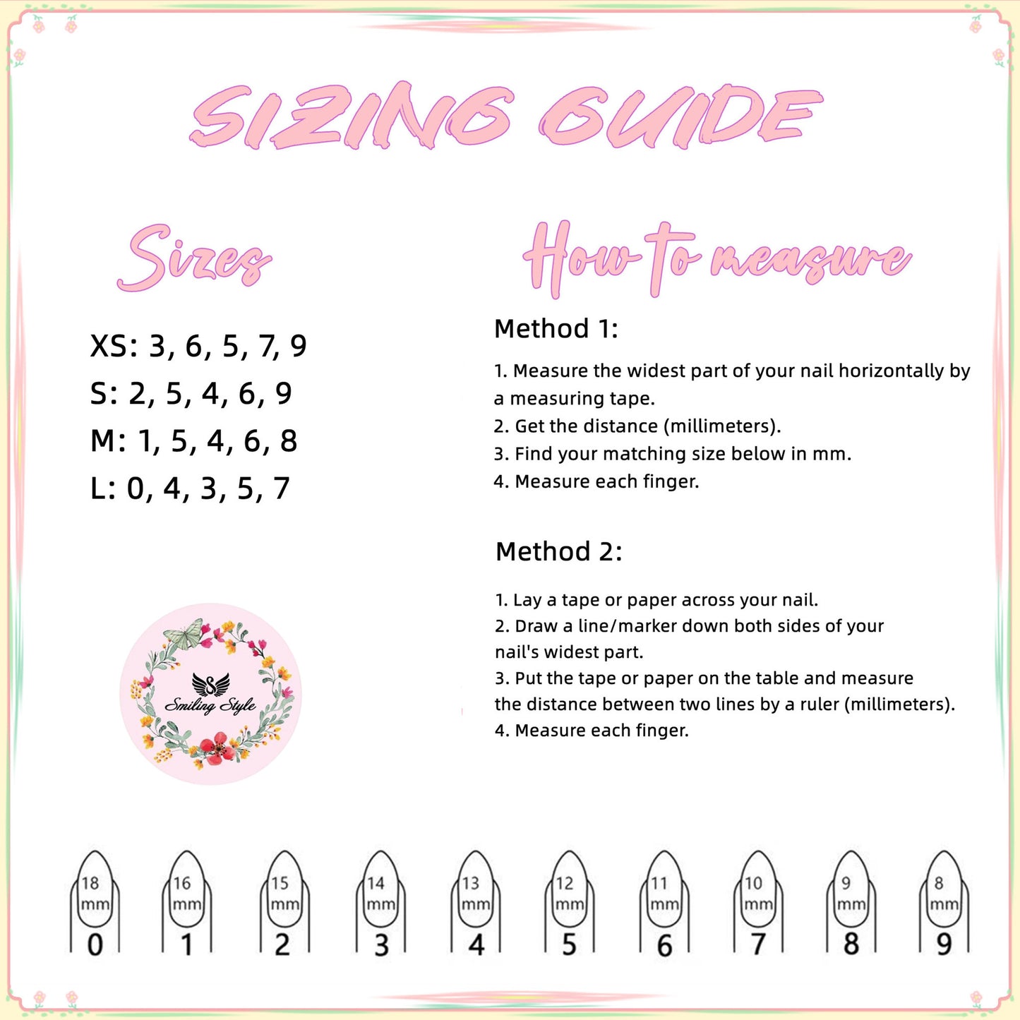 Little Kitty's Flowers Press On Nails by SMILINGSTYLE | Luxury Fake Nails | Reusable Nails | Handmade Nails