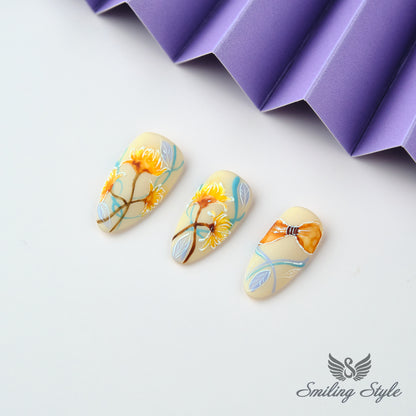 Autumn Sun Fairy Tale Press On Nails by SMILINGSTYLE | Luxury Fake Nails | Reusable Nails | Handmade Nails