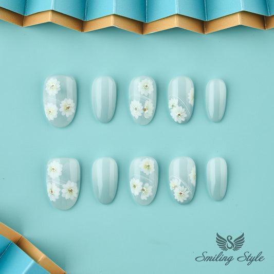 Love of The Sea Press On Nails by SMILINGSTYLE | Luxury Fake Nails | Reusable Nails | Handmade Nails