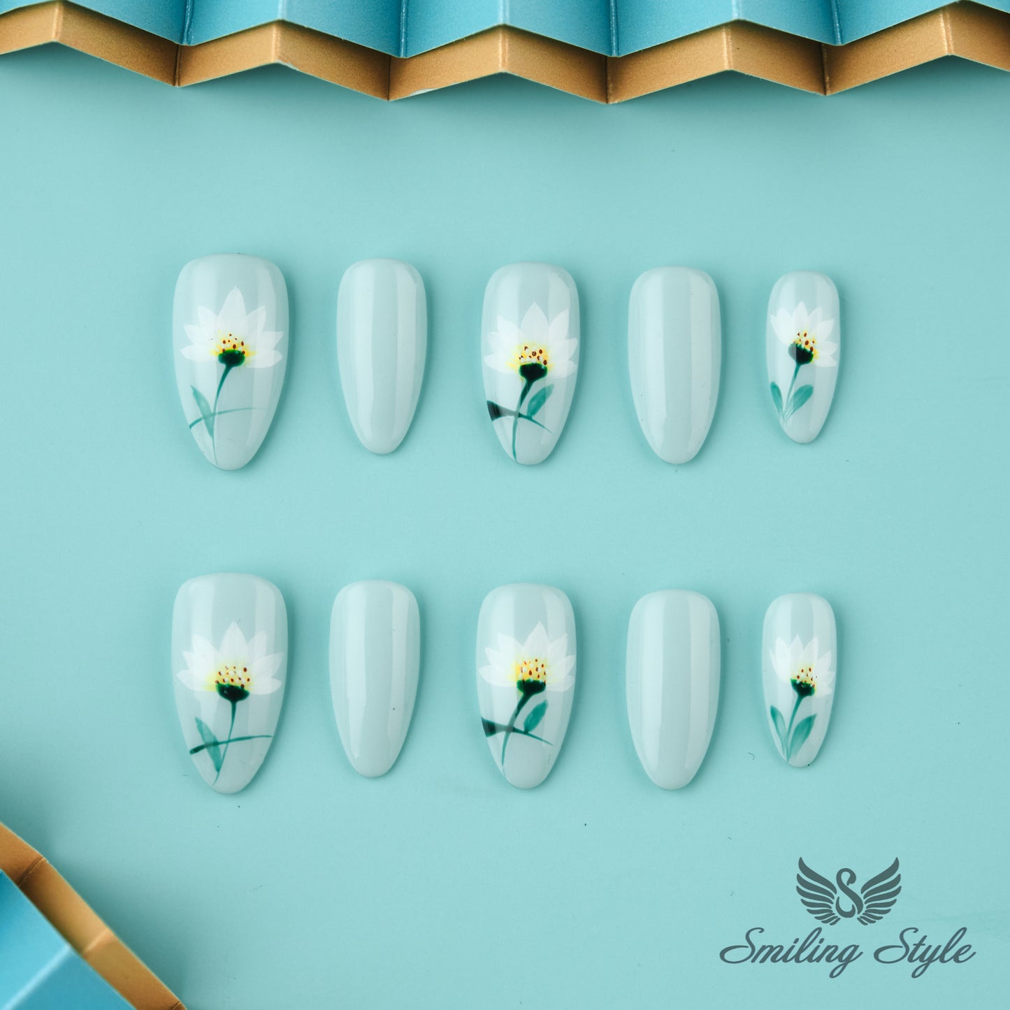 Blue Elf Manor Press On Nails by SMILINGSTYLE | Luxury Fake Nails | Reusable Nails | Handmade Nails