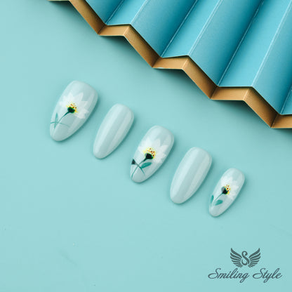 Blue Elf Manor Press On Nails by SMILINGSTYLE | Luxury Fake Nails | Reusable Nails | Handmade Nails