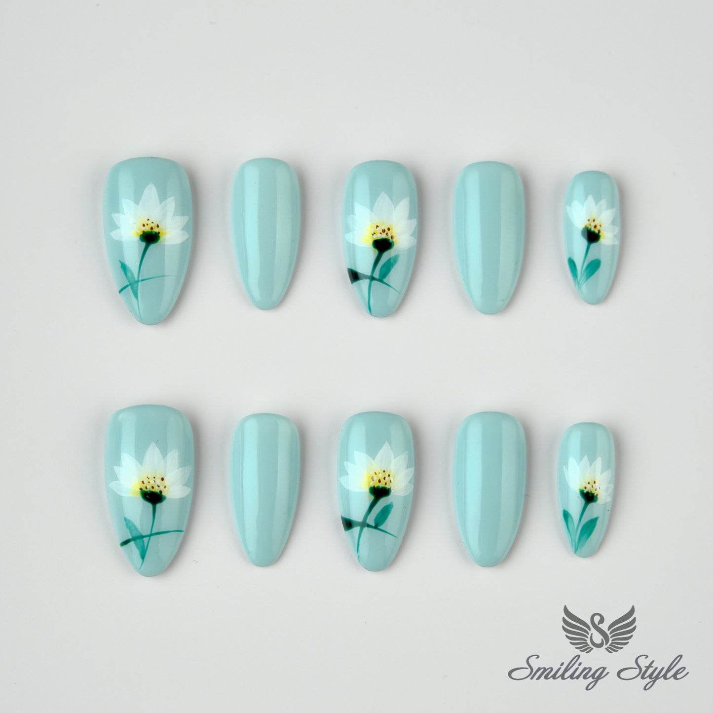 Blue Elf Manor Press On Nails by SMILINGSTYLE | Luxury Fake Nails | Reusable Nails | Handmade Nails