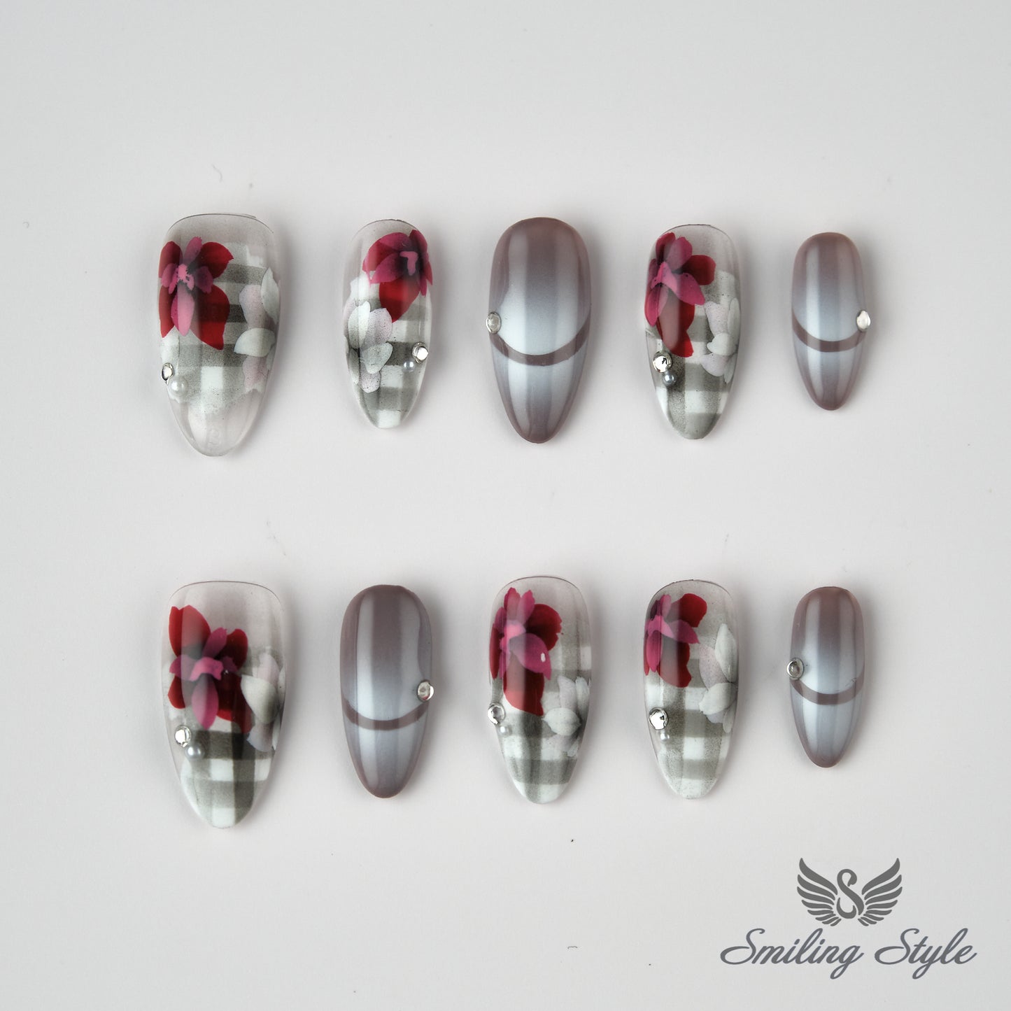 Charming Red Lady Press On Nails by SMILINGSTYLE | Luxury Fake Nails | Reusable Nails | Handmade Nails