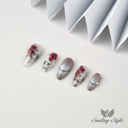 Charming Red Lady Press On Nails by SMILINGSTYLE | Luxury Fake Nails | Reusable Nails | Handmade Nails