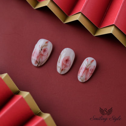 Rose Light Press On Nails by SMILINGSTYLE | Luxury Fake Nails | Reusable Nails | Handmade Nails