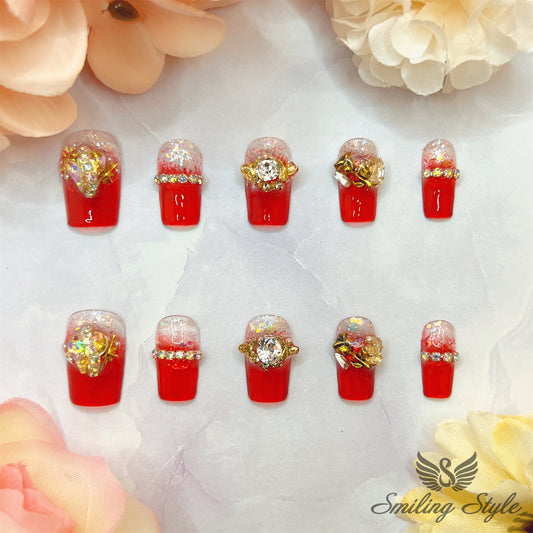 Ruby Rum Press On Nails by SMILINGSTYLE | Luxury Fake Nails | Reusable Nails | Handmade Nails