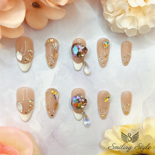 Fairy Princess's Tears Press On Nails by SMILINGSTYLE | Luxury Fake Nails | Reusable Nails | Handmade Nails