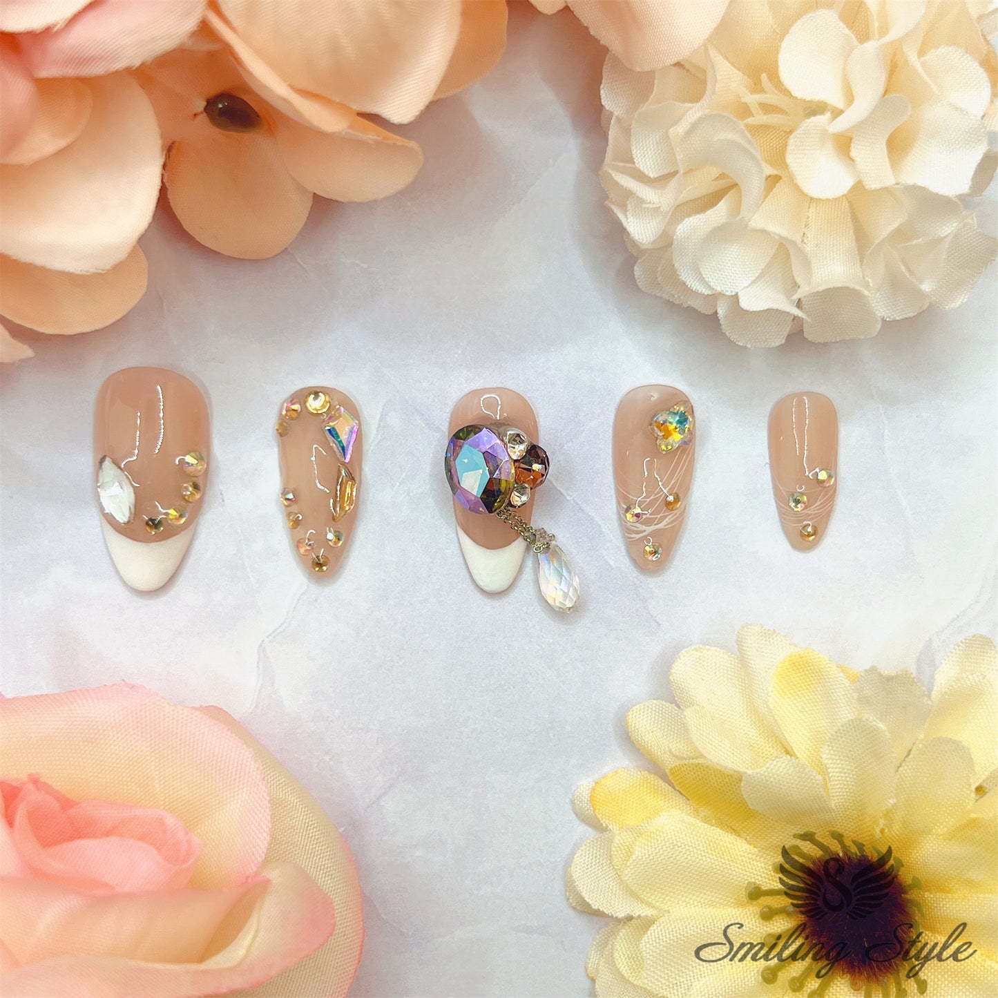 Fairy Princess's Tears Press On Nails by SMILINGSTYLE | Luxury Fake Nails | Reusable Nails | Handmade Nails