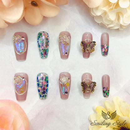 Fairy Butterfly Dreamer Press On Nails by SMILINGSTYLE | Luxury Fake Nails | Reusable Nails | Handmade Nails