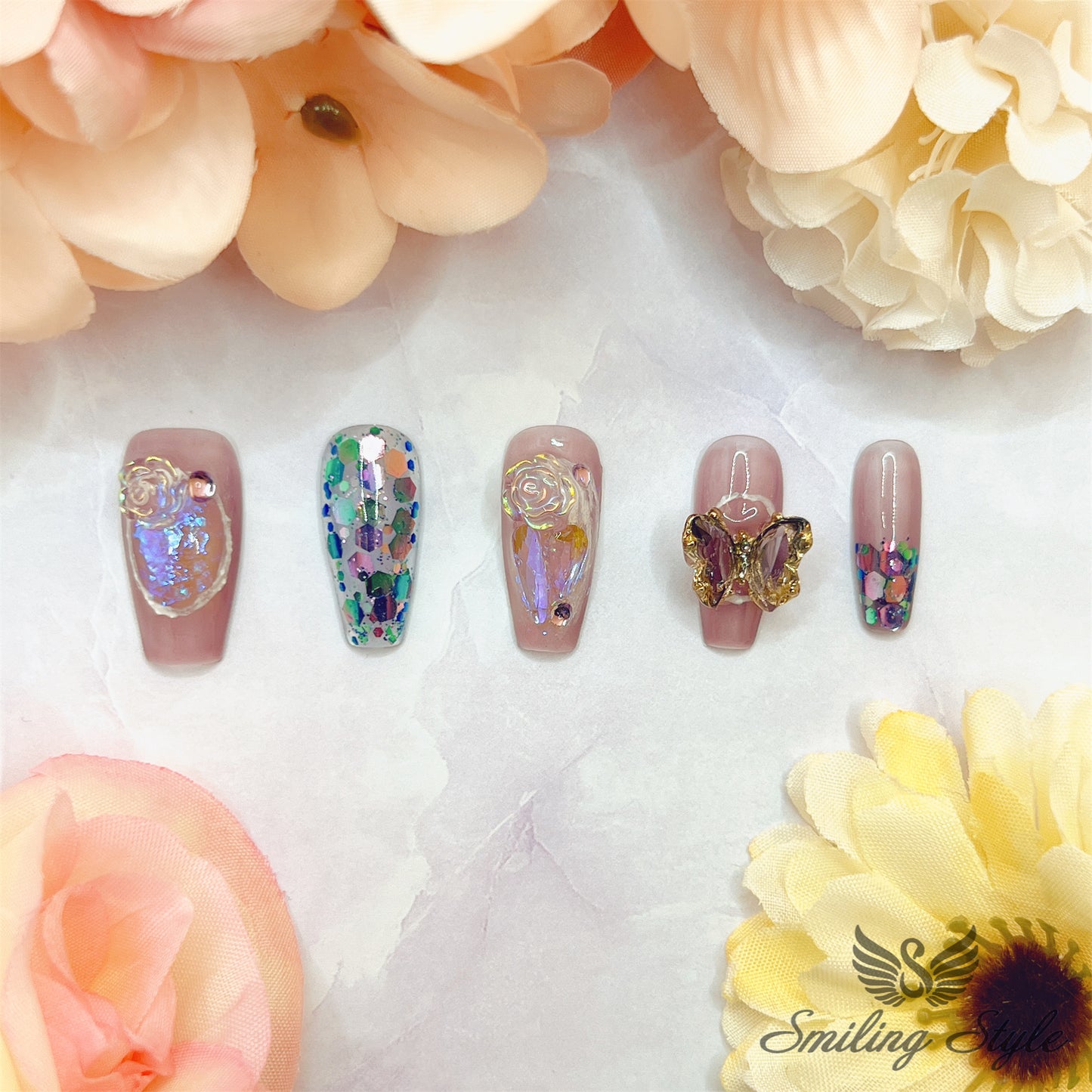 Fairy Butterfly Dreamer Press On Nails by SMILINGSTYLE | Luxury Fake Nails | Reusable Nails | Handmade Nails