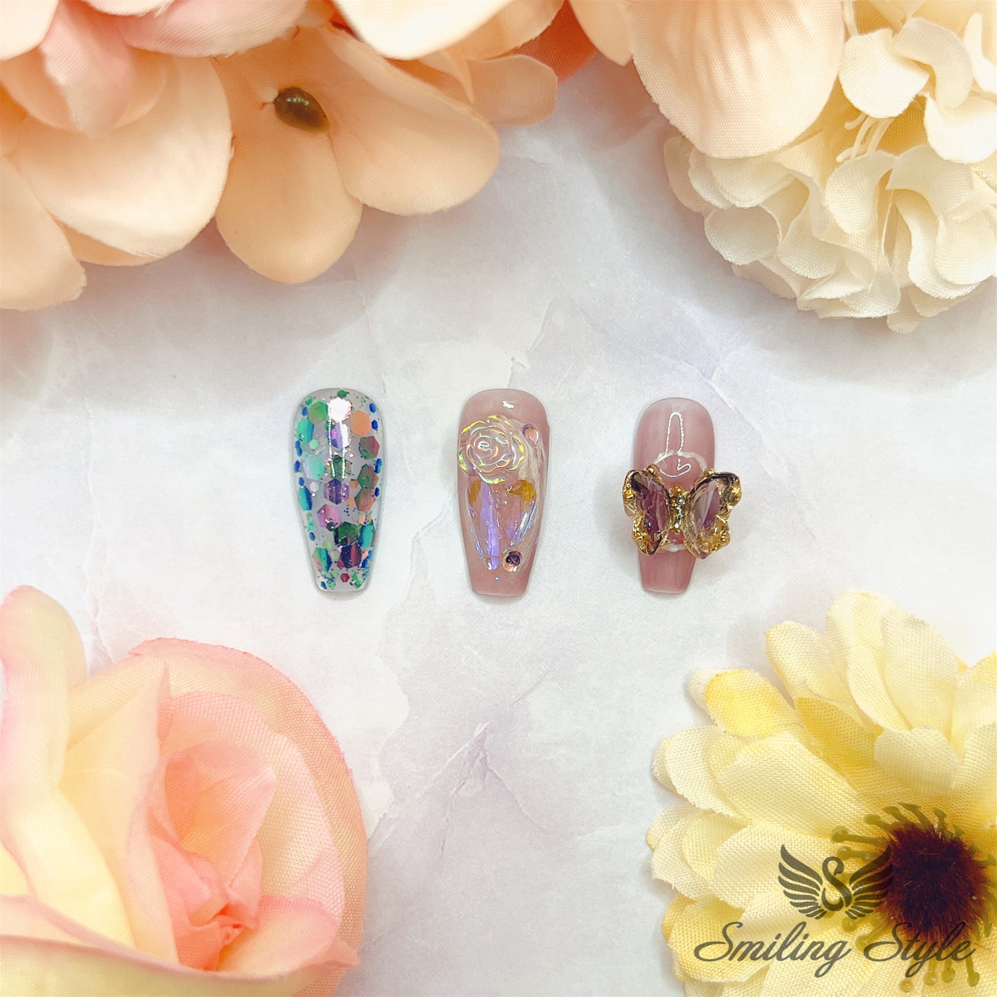 Fairy Butterfly Dreamer Press On Nails by SMILINGSTYLE | Luxury Fake Nails | Reusable Nails | Handmade Nails