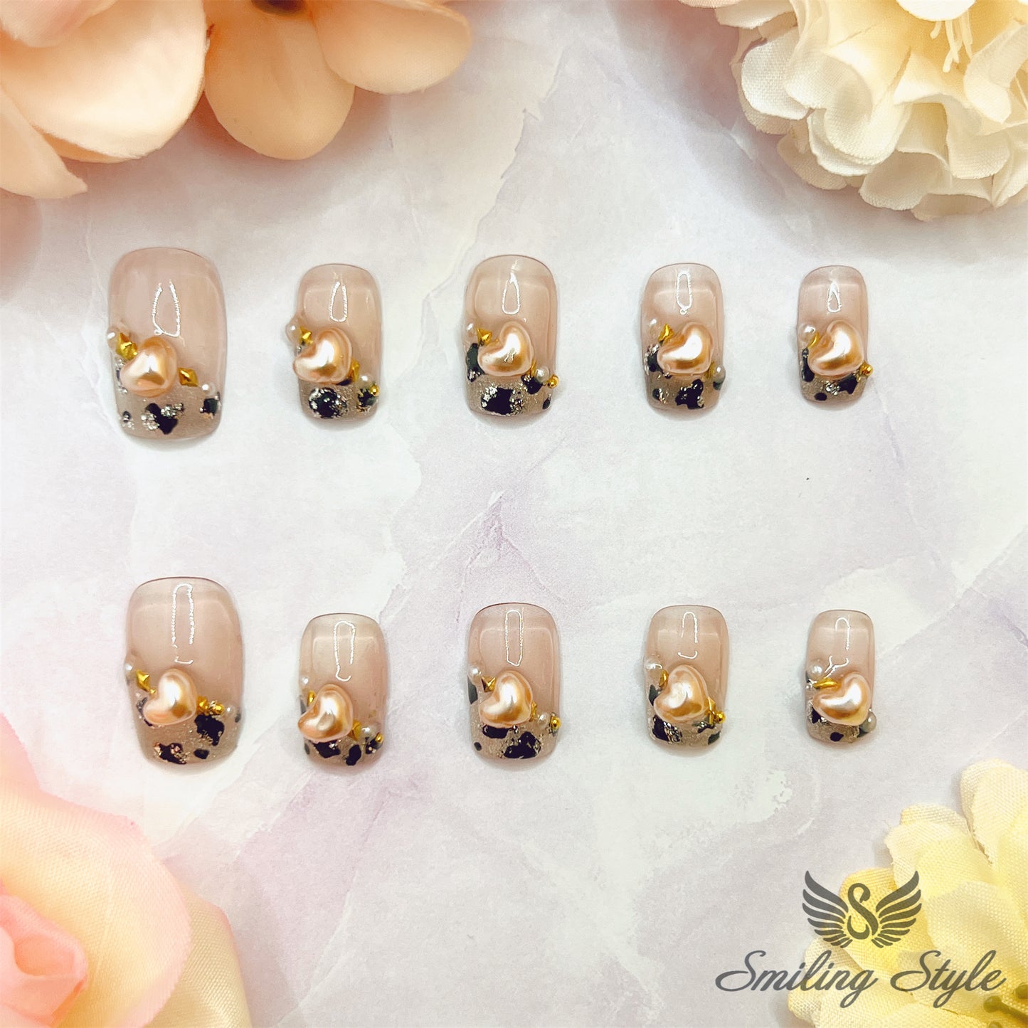 Gentle Little Cow Girl Press On Nails by SMILINGSTYLE | Luxury Fake Nails | Reusable Nails | Handmade Nails