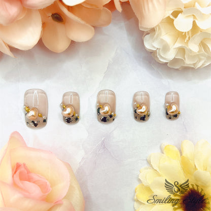 Gentle Little Cow Girl Press On Nails by SMILINGSTYLE | Luxury Fake Nails | Reusable Nails | Handmade Nails