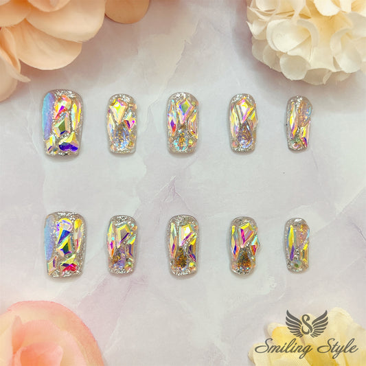 Lighting Years of Shining Press On Nails by SMILINGSTYLE | Luxury Fake Nails | Reusable Nails | Handmade Nails