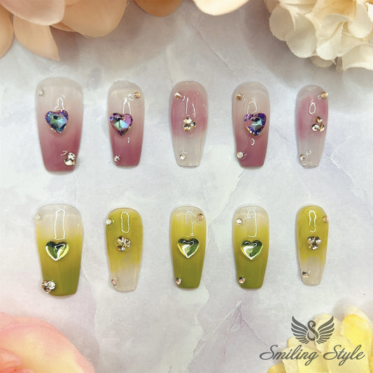 Tears of Little Crystal Press On Nails by SMILINGSTYLE | Luxury Fake Nails | Reusable Nails | Handmade Nails