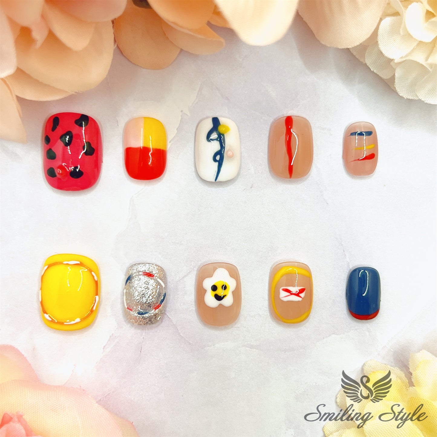 Kindergarten School Girl Press On Nails by SMILINGSTYLE | Luxury Fake Nails | Reusable Nails | Handmade Nails