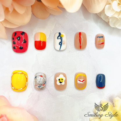 Kindergarten School Girl Press On Nails by SMILINGSTYLE | Luxury Fake Nails | Reusable Nails | Handmade Nails