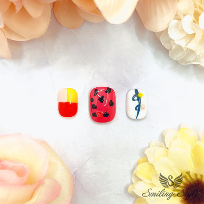 Kindergarten School Girl Press On Nails by SMILINGSTYLE | Luxury Fake Nails | Reusable Nails | Handmade Nails