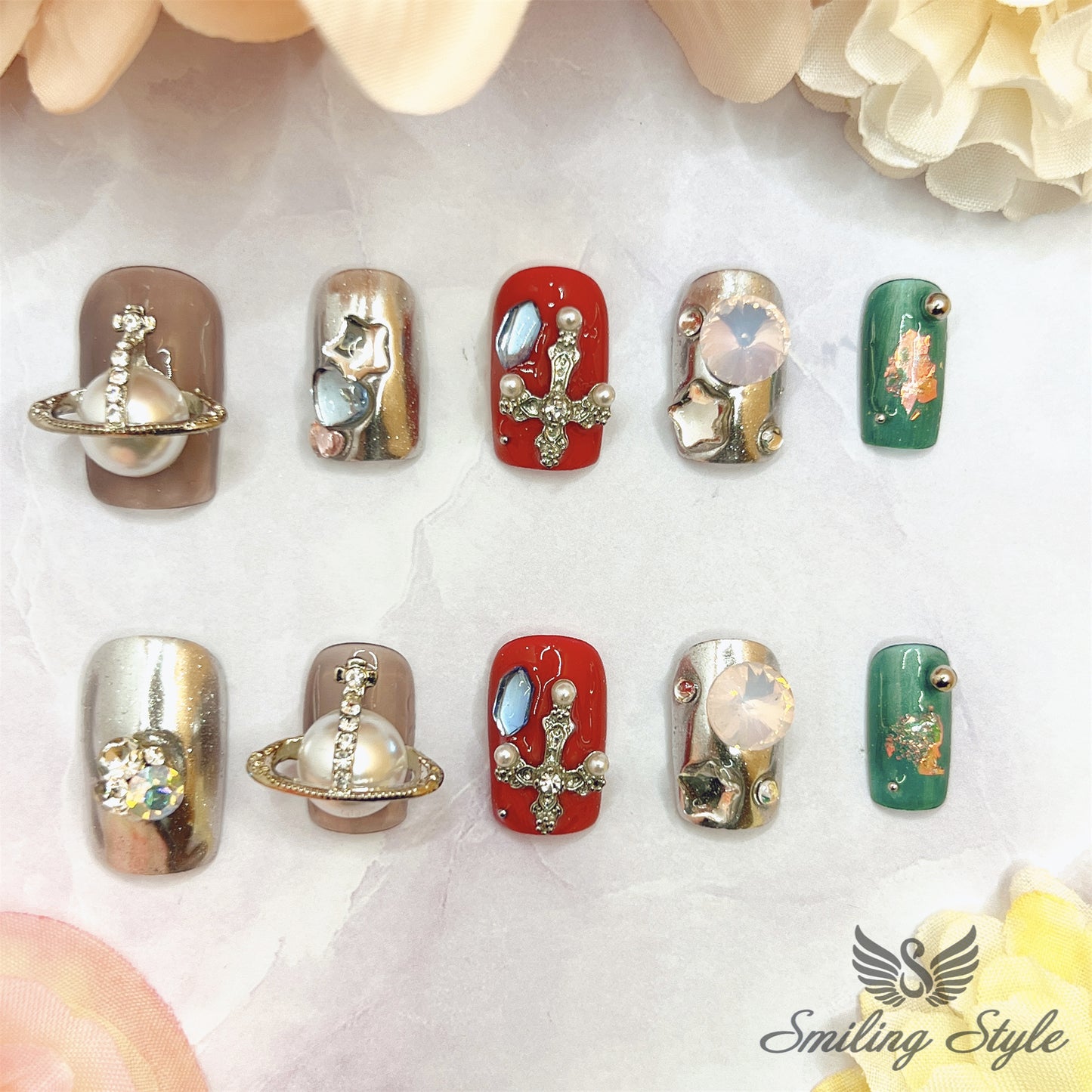 Western Queen's Mother Press On Nails by SMILINGSTYLE | Luxury Fake Nails | Reusable Nails | Handmade Nails