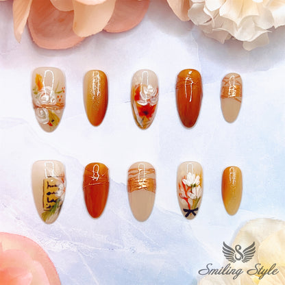 Magnolia's Love Letter Press On Nails by SMILINGSTYLE | Luxury Fake Nails | Reusable Nails | Handmade Nails