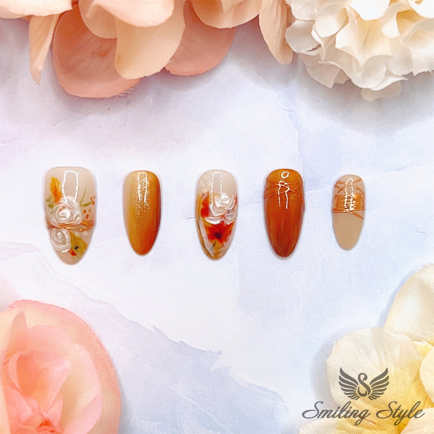 Magnolia's Love Letter Press On Nails by SMILINGSTYLE | Luxury Fake Nails | Reusable Nails | Handmade Nails