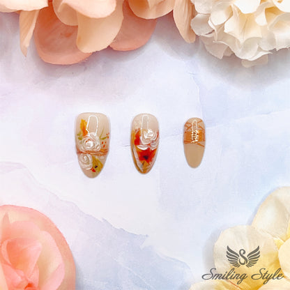 Magnolia's Love Letter Press On Nails by SMILINGSTYLE | Luxury Fake Nails | Reusable Nails | Handmade Nails