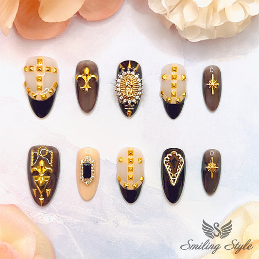 Duchess of V Press On Nails by SMILINGSTYLE | Luxury Fake Nails | Reusable Nails | Handmade Nails