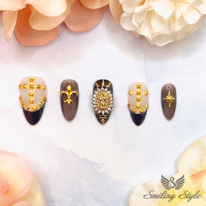 Duchess of V Press On Nails by SMILINGSTYLE | Luxury Fake Nails | Reusable Nails | Handmade Nails