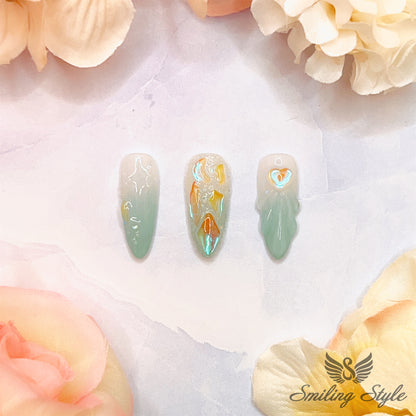 Sea of Crystal Bling Press On Nails by SMILINGSTYLE | Luxury Fake Nails | Reusable Nails | Handmade Nails